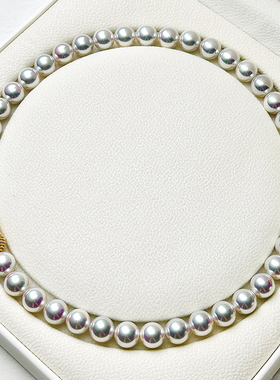 浮颜澳母贝珍珠项链女Akoya天女粉光轻奢名媛正圆极光颈链锁骨链