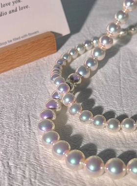 浮颜天然澳母贝珍珠项链AK女天女粉光葫芦镶钻轻奢2025新款颈链