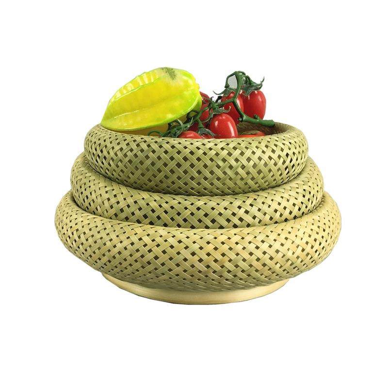 手工竹编果盘头层编织福喜果盒带盖款龟背编法米字形三件套竹畚斗,淘宝优惠券,粉丝福利购,淘宝优惠卷