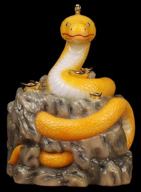 蛇摆件像蟒汉白玉生肖摆件十二生肖 汉白玉汉白玉蟒