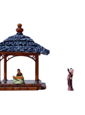 精品树脂摆件仿古茅草亭奇石山水盆景假山沙盘枯山水微景造景装饰