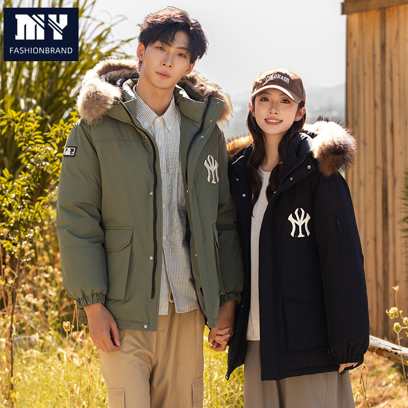 潮牌男女同款工装羽绒服秋冬保暖宽松情侣日常通勤百搭外套JW