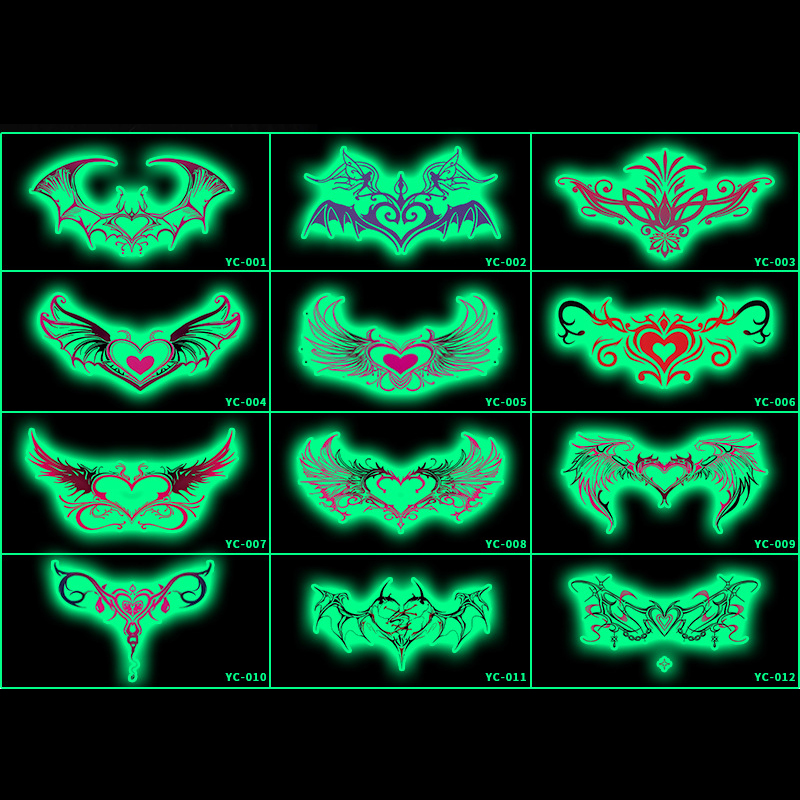 魅魔纹身贴夜光女私发光胸贴荧光小腹贴腰乳贴遮疤高颜值防水持久 - 图1