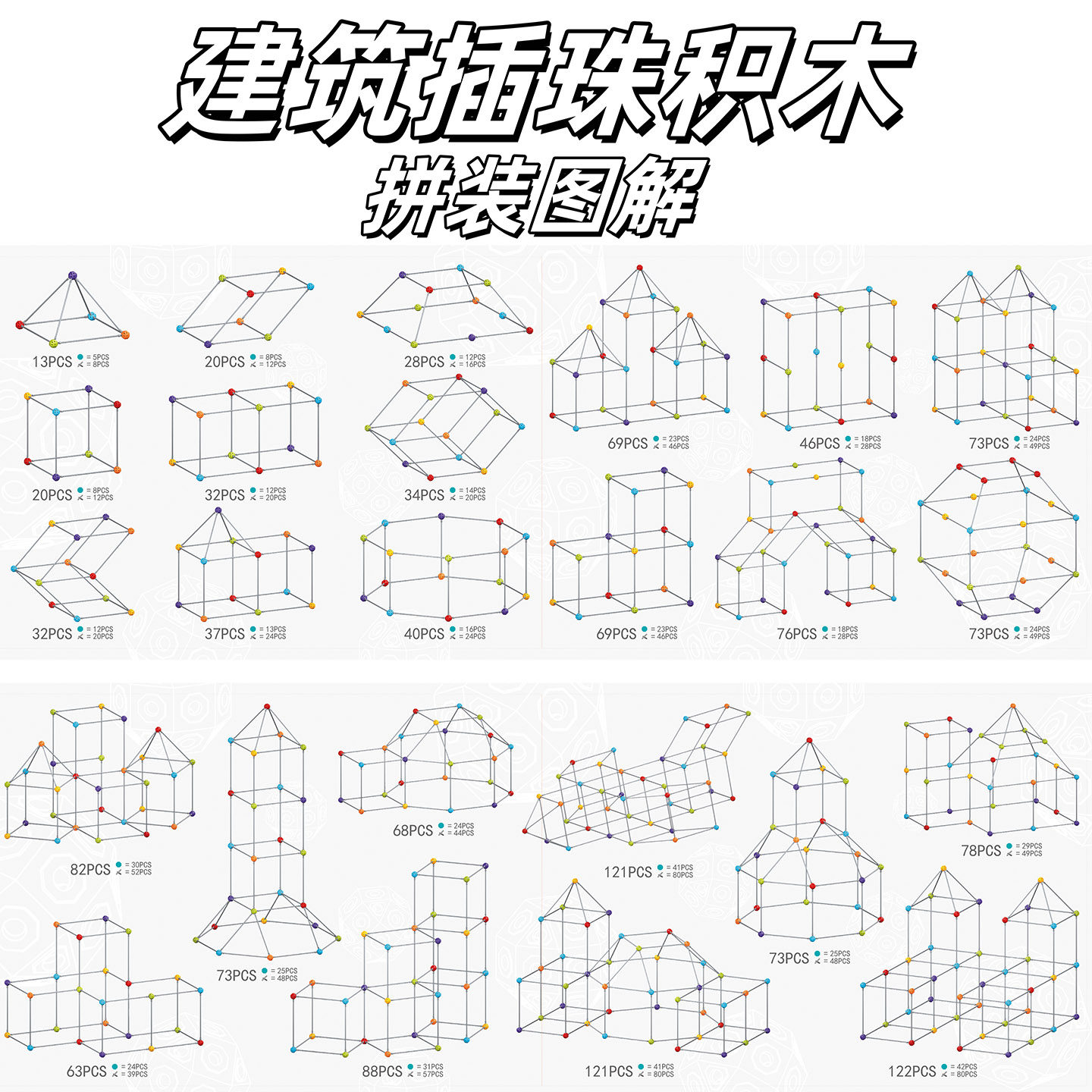 安瑞鹿3D小小几何构建师儿童积木玩具益智立体大型城堡建筑男孩,淘宝优惠券,粉丝福利购,淘宝优惠卷