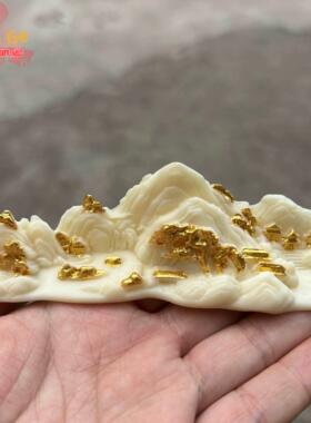 象牙水果千里江山画山水摆件书房桌面装饰家居鱼缸景观园林工艺品