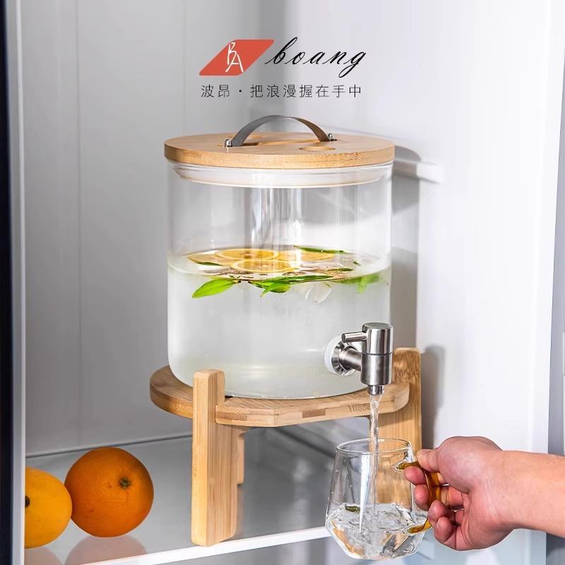 High temperature-resistant glass green plum wine bottle with tap, wine jar, grape wine bottle, cola beverage barrel, simple home use