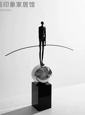 现代轻奢创意大理石花器花瓶餐桌边柜摆件样板间床头柜组合装饰品