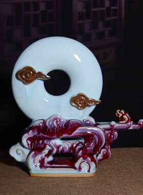 禹州钧瓷花器家居书房卧室装饰生日开业送礼盒装陶瓷器工艺品摆件