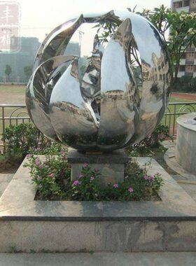 抽象景观不锈钢雕塑厂家 大型城市圆形镂空不锈钢雕塑摆件