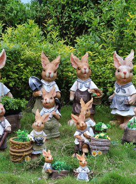 阳台花园庭院彼得兔子多肉花盆落地摆件室外园林草坪景观布置装饰