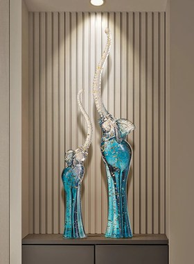 入户玄关艺术大象摆件一对家居客厅电视柜酒柜高档招财落地装饰品