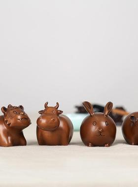 紫铜十二生肖鼠牛虎兔龙蛇马羊猴鸡狗猪可爱摆件客厅装饰品礼品