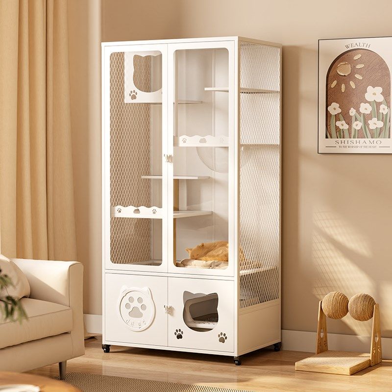 豪华猫别墅防水防锈猫柜家用一体全景猫屋钢制猫笼透气猫房子猫窝,淘宝优惠券,粉丝福利购,淘宝优惠卷