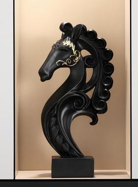马头雕塑艺术工艺品玄关门电视柜沙发旁软装饰品高档大摆件办公室