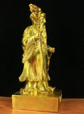 黄铜月老星君铜像纯铜月下老人像家居客厅工艺品摆件