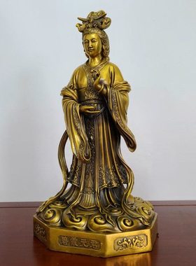 碧霞元君铜像泰山奶奶黄铜精工泰山娘娘神像铜器工艺品摆件