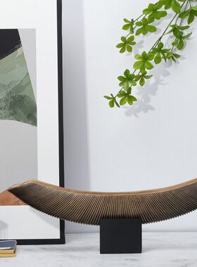 现代简约船玄关装饰别墅品软装新中式型雕塑摆件售楼处客厅电视柜