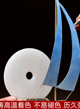 平安扣一帆风顺帆船摆件船工艺品招财客厅玄关装饰品店铺开业礼品