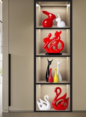 现代简约客厅摆件电视柜酒柜玄关装饰品创意家居陶瓷摆设乔迁新居