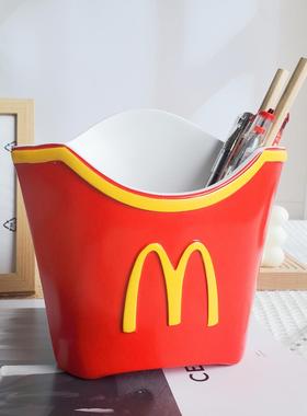 爆款麦门永存笔筒 趣味创意桌面化妆刷文具收纳麦当劳笔筒摆件