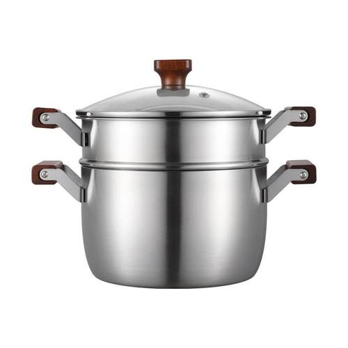 316L不锈钢蒸锅大容量蒸煮炖锅带蒸笼电磁炉煤气灶家用三层钢汤锅 - 图3