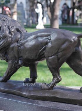 商务礼品雄狮雕塑雕塑摆件食草工艺品觅动物铜狮子家居装饰原