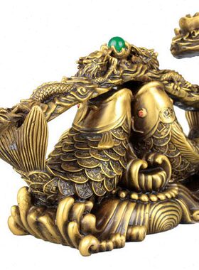 纯铜鲤鱼跃龙门摆件年年有余如意客厅工艺品家居装饰品摆乔迁礼品