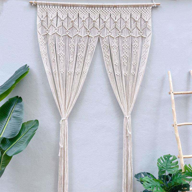 波西米亚手工编织门帘macrame窗帘隔断帘棉绳ins风玄关帘门框装饰 - 图1