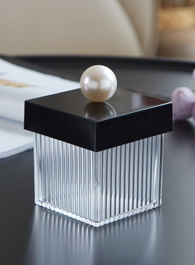 轻奢香薰花束收纳托盘组合家用茶几玄关奶K油中古风摆件牙签棉签