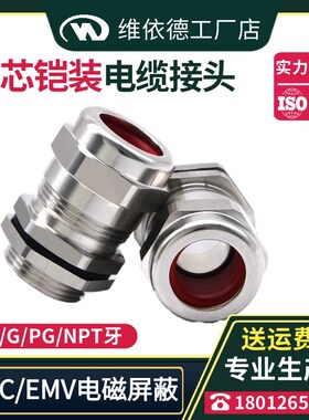 单密封红芯铠装电缆接头EMC防水格兰头EMV电磁兼容屏蔽防爆填料函
