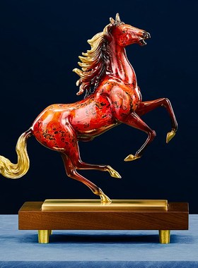 铜马到成功摆件高端铜雕大漆客厅招财酒柜办公室装饰乔迁开业礼品