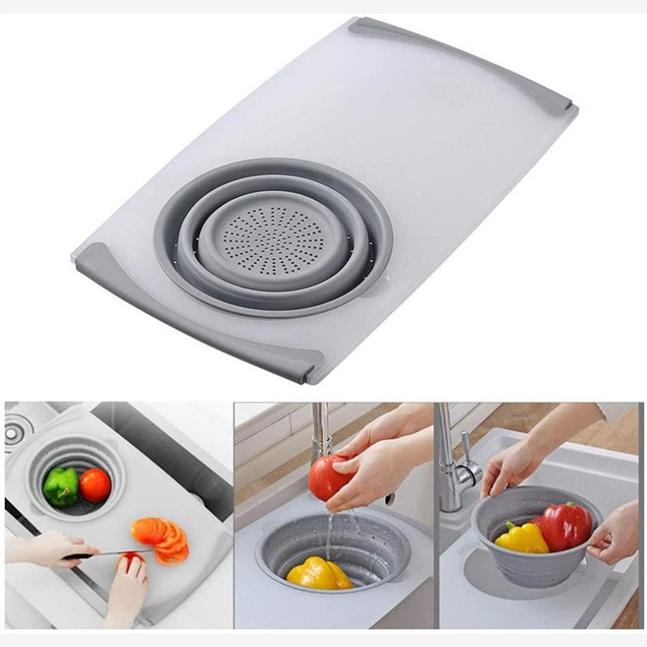 多功能水槽切菜板家用伸缩切水果蔬菜砧占板厨房小案板沥水收纳篮 - 图1
