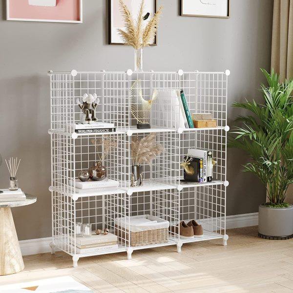 铁网格架简约组合收纳神器客厅卧室简易储物书架多层整理铁网置物,淘宝优惠券,粉丝福利购,淘宝优惠卷