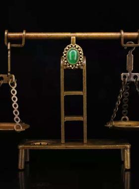 黄铜天平秤印度复古风格桌面摆件 招财纳福手工艺品