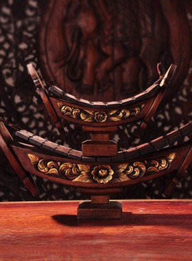 东南亚家居摆设复古实木船型雕花摆件打击乐器泰国桌面装饰品木琴