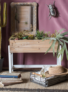 田园实木花槽花架花几隔断大花器花盆设计空间收纳复古文艺摆件