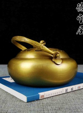 传统婚礼用品铜火炉婚庆火铳铜手炉陪嫁嫁妆手提炉香薰炉大号摆件