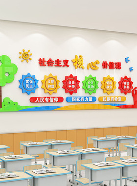 社会义心价值观墙中小学班级布置教室饰红色爱国文化宣传