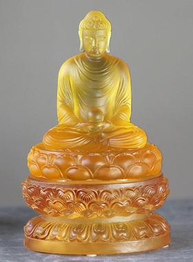 琉璃双层莲花底座摆件居家客厅佛堂桌面摆放供奉家用佛像佛具用品