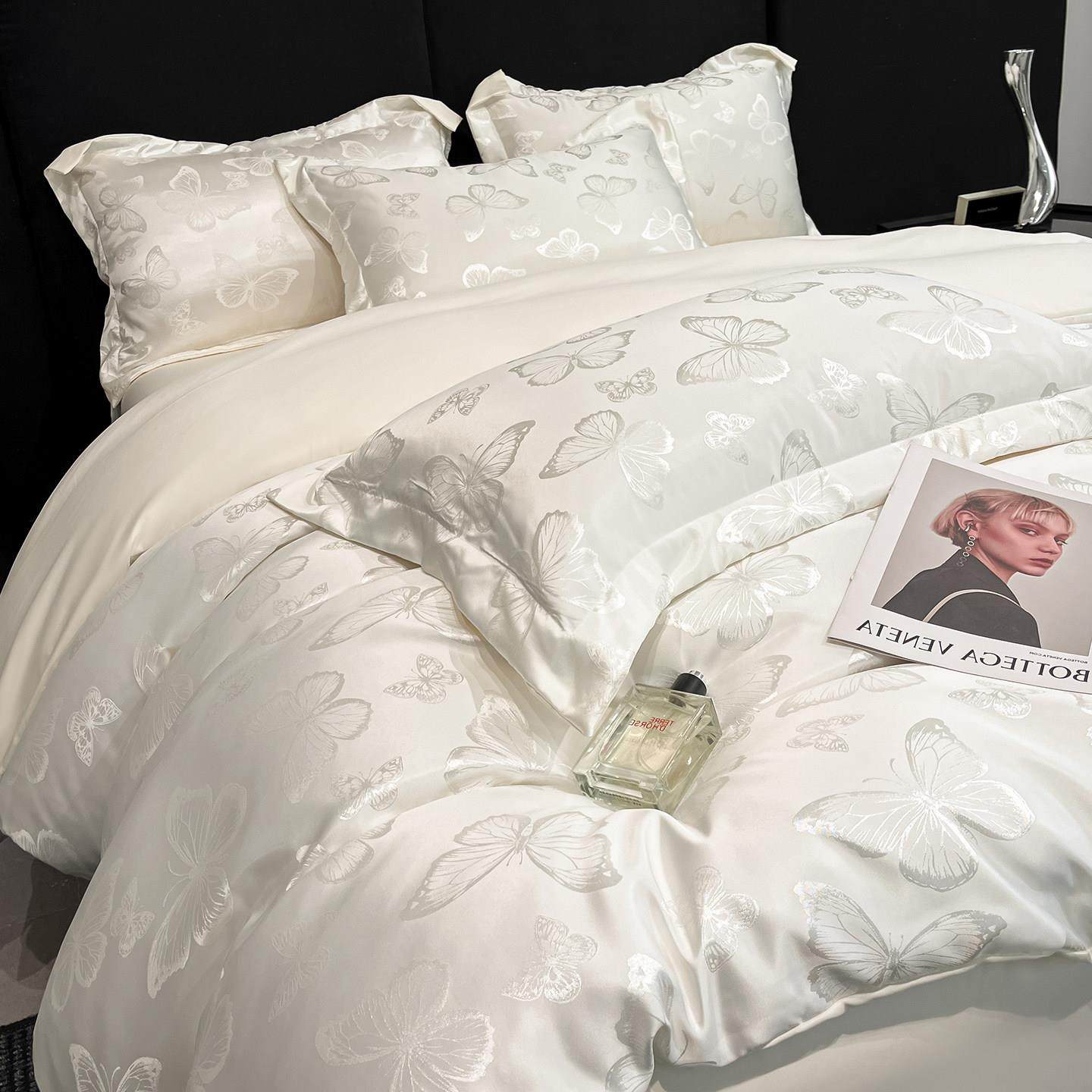 夏季冰丝四件套轻奢高级感床单丝滑裸睡学生宿舍被套三件套ins风4,淘宝优惠券,粉丝福利购,淘宝优惠卷