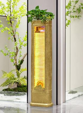 简约现代水幕墙流水摆件客厅玄关循环水景观办公室风水轮开 业招