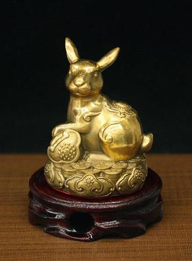 黄铜地支十二生肖猪兔羊三合贵人局摆件亥卯未纯铜风水用品工艺品