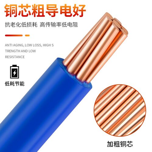 金联宇电缆国标BV70 95 120平方铜芯线单塑硬线阻燃工程电线散剪 - 图0