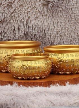 22cm特大尺寸聚宝盆纯铜摆件招财聚财百福聚宝缸大号口径黄铜米缸