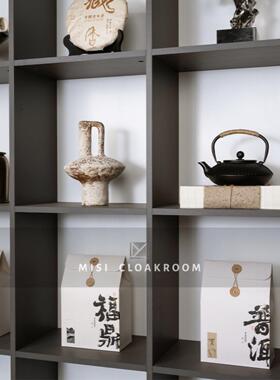 样板间装饰中式客厅书柜覆古陶瓷花瓶民宿酒店侘寂风禅意茶室摆件