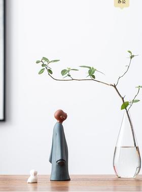 九造中国禅宗小和尚饰品紫砂茶宠物人物家居客厅办公室桌面装饰