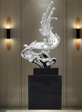 招财水花抽象雕塑玄关装饰品客厅落地摆件样板间软装酒店大堂摆设