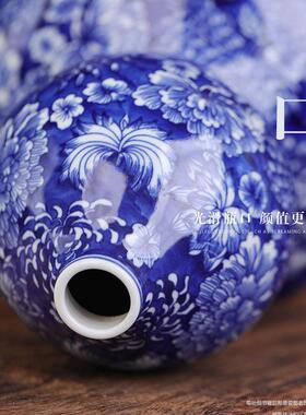 景德镇陶瓷青花瓷玄关大葫芦摆件镇宅中式客厅装饰大号瓷器工艺品