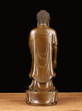 黄铜阿弥陀佛像摆件站像接引佛家居佛堂供奉店铺办公桌面工艺礼品