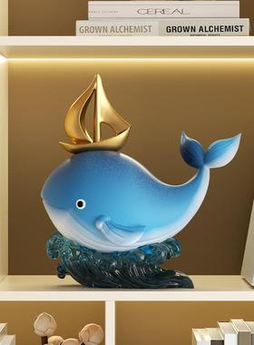一帆风顺治愈系鲸鱼摆件客厅玄关办公桌装饰寓意好的生日毕业礼物